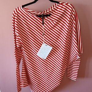 Red and White Striped Women's Top
